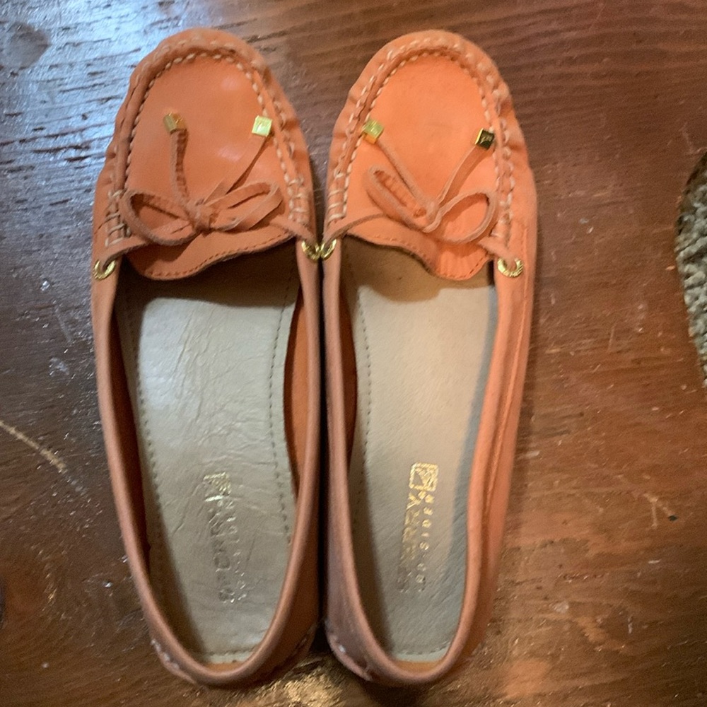 Orange Sperry Moccasins Size 5